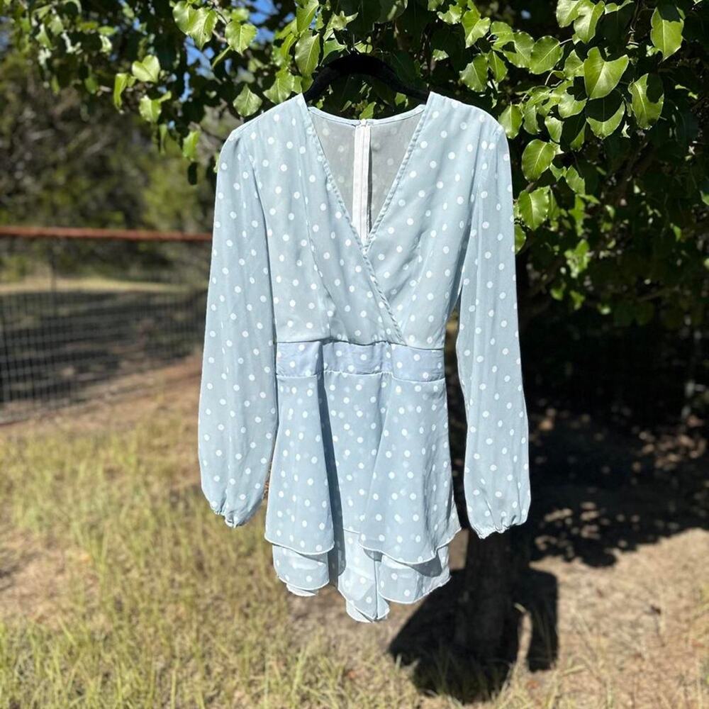 Fashion Classic blue polka dot romper - size small